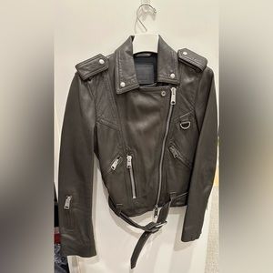 All Saints Gunmetal Leather Jacket